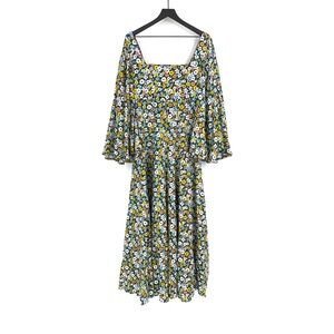 NWT AGUA BY AGUA BENDITA Cumbia La Fania Marino Floral Print Linen Maxi Dress M